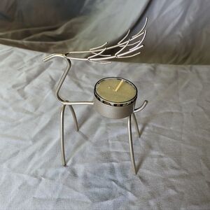 Reindeer tea light candle holder, soft gold